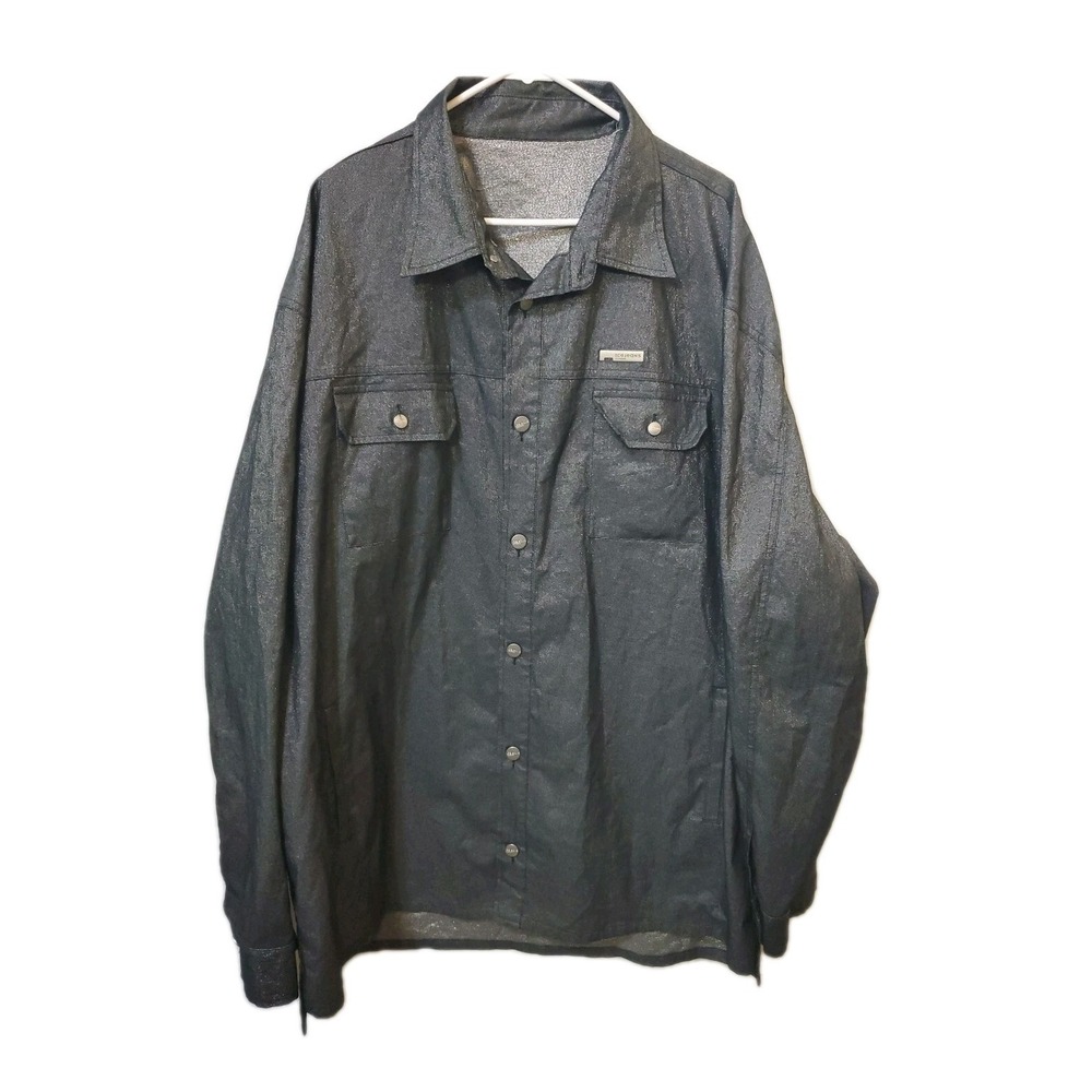 Icejeans Iceberg‎ Denim Shacket Dark Blue Silver Shimmer Button Oversize 4XL - Picture 2 of 7